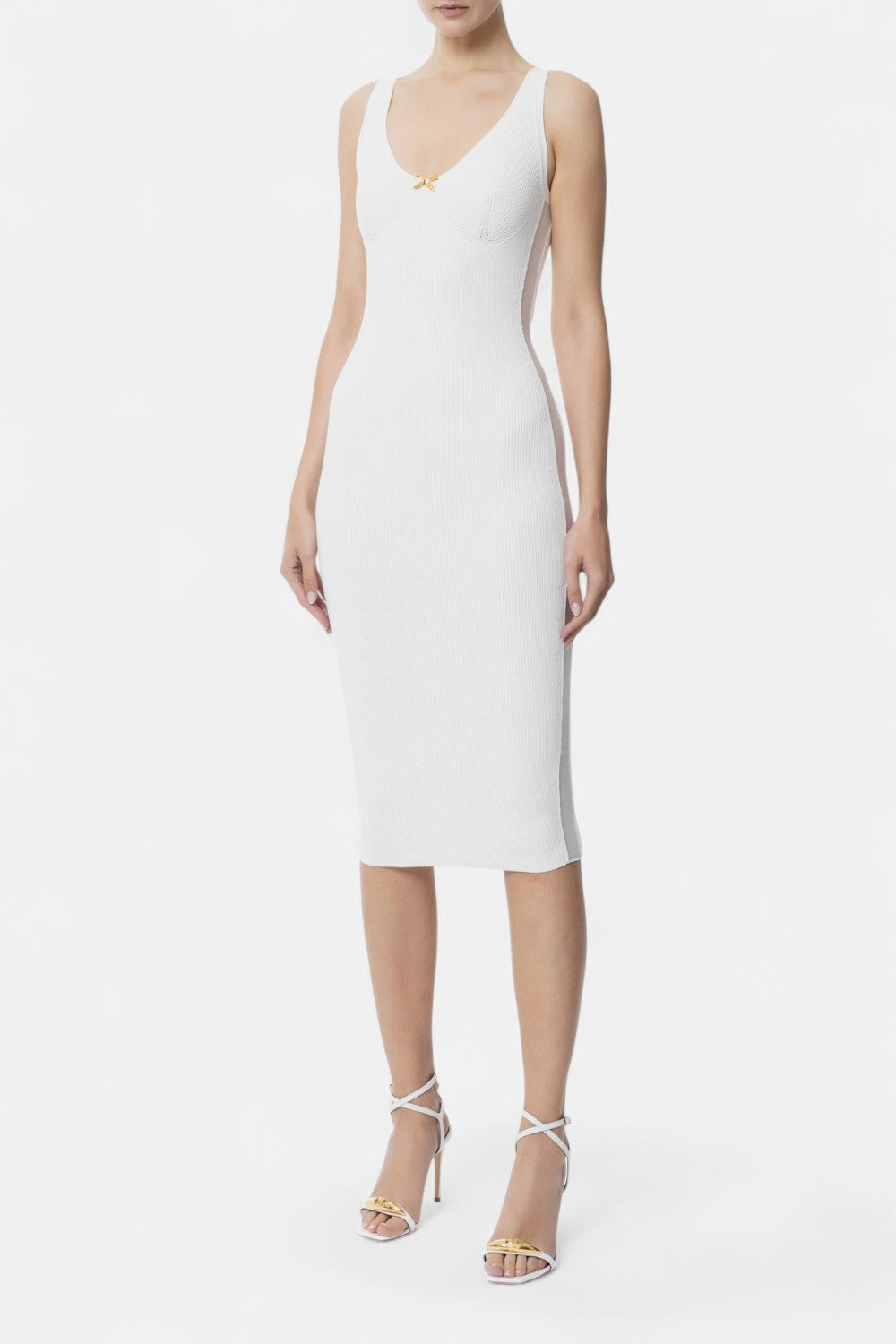 abito midi in maglia con tulle