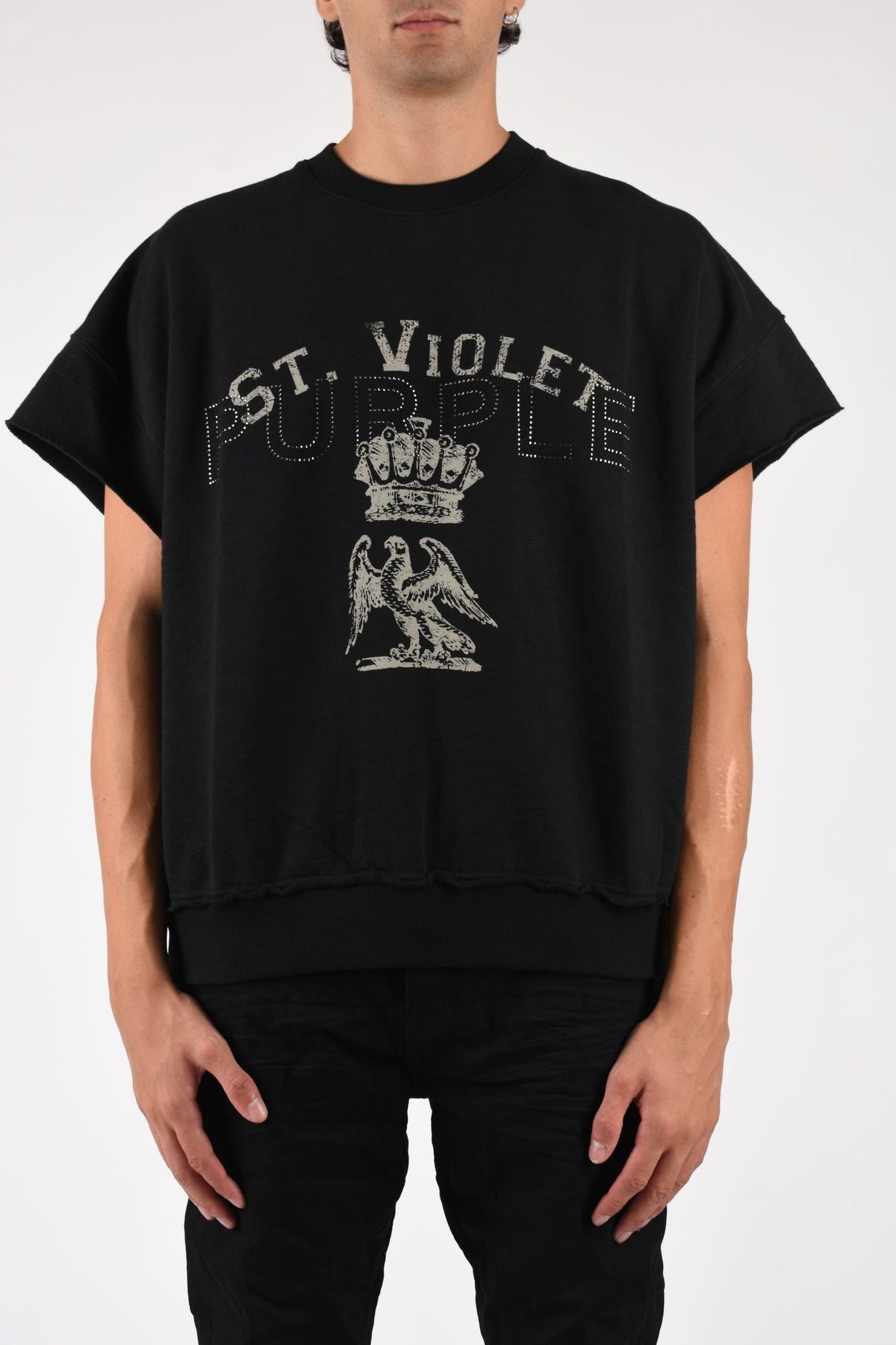 T-shirt smanicata con applicazioni