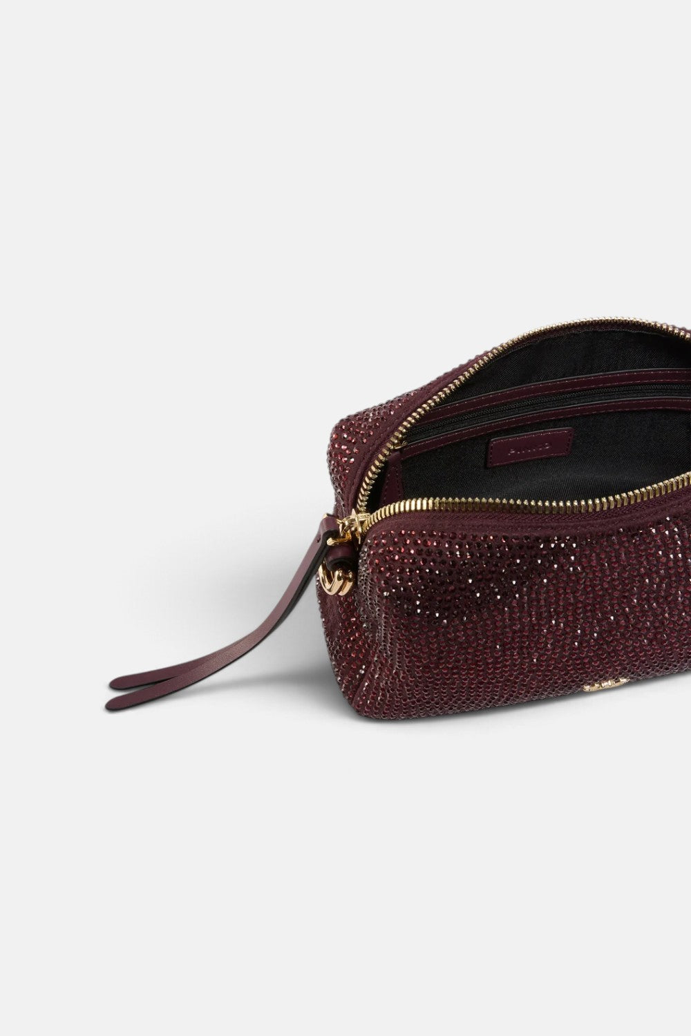 Borsa bauletto a tracolla mini effetto suede full strass 106967A3O8