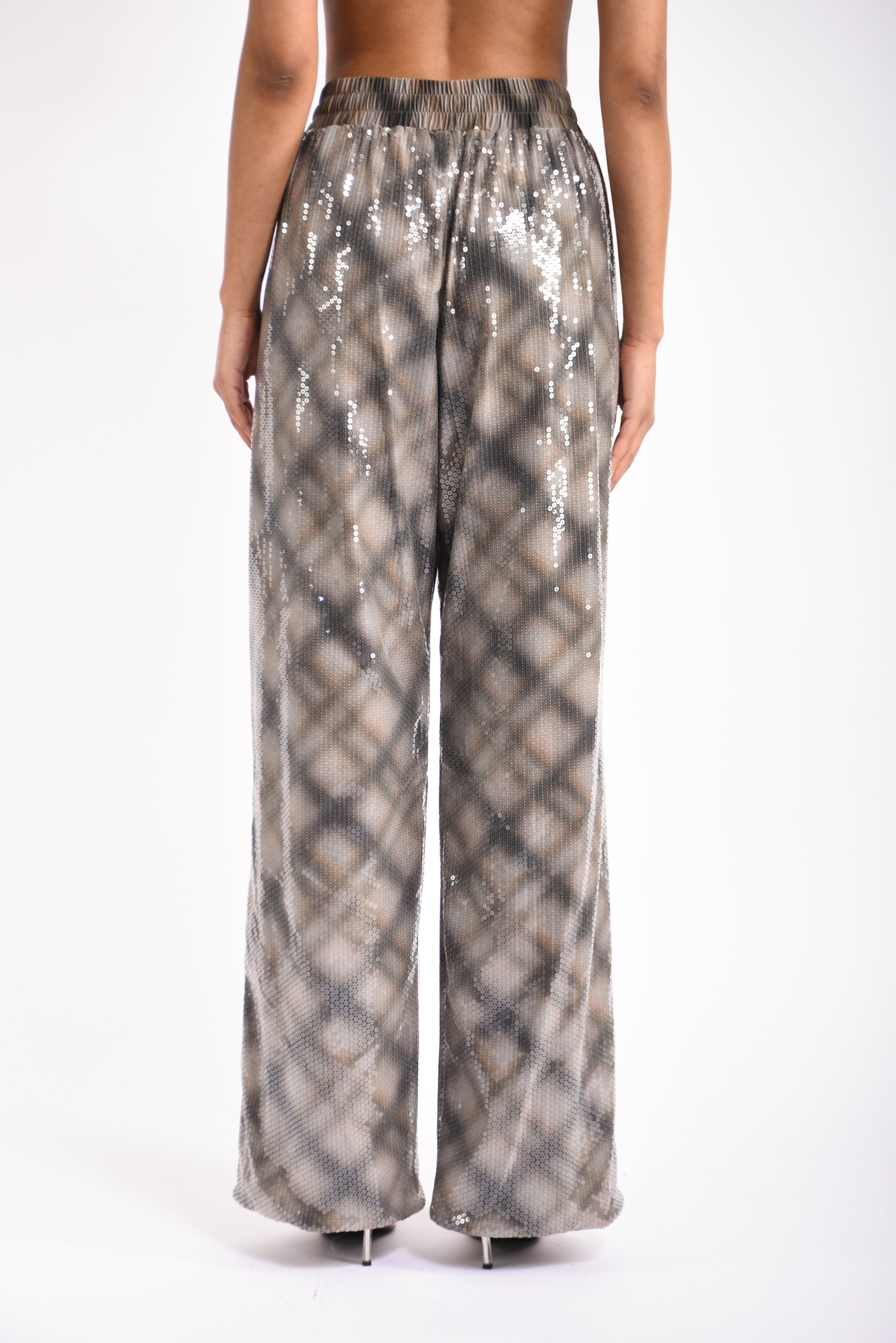 pantaloni ampi in paillettes p-erqueen