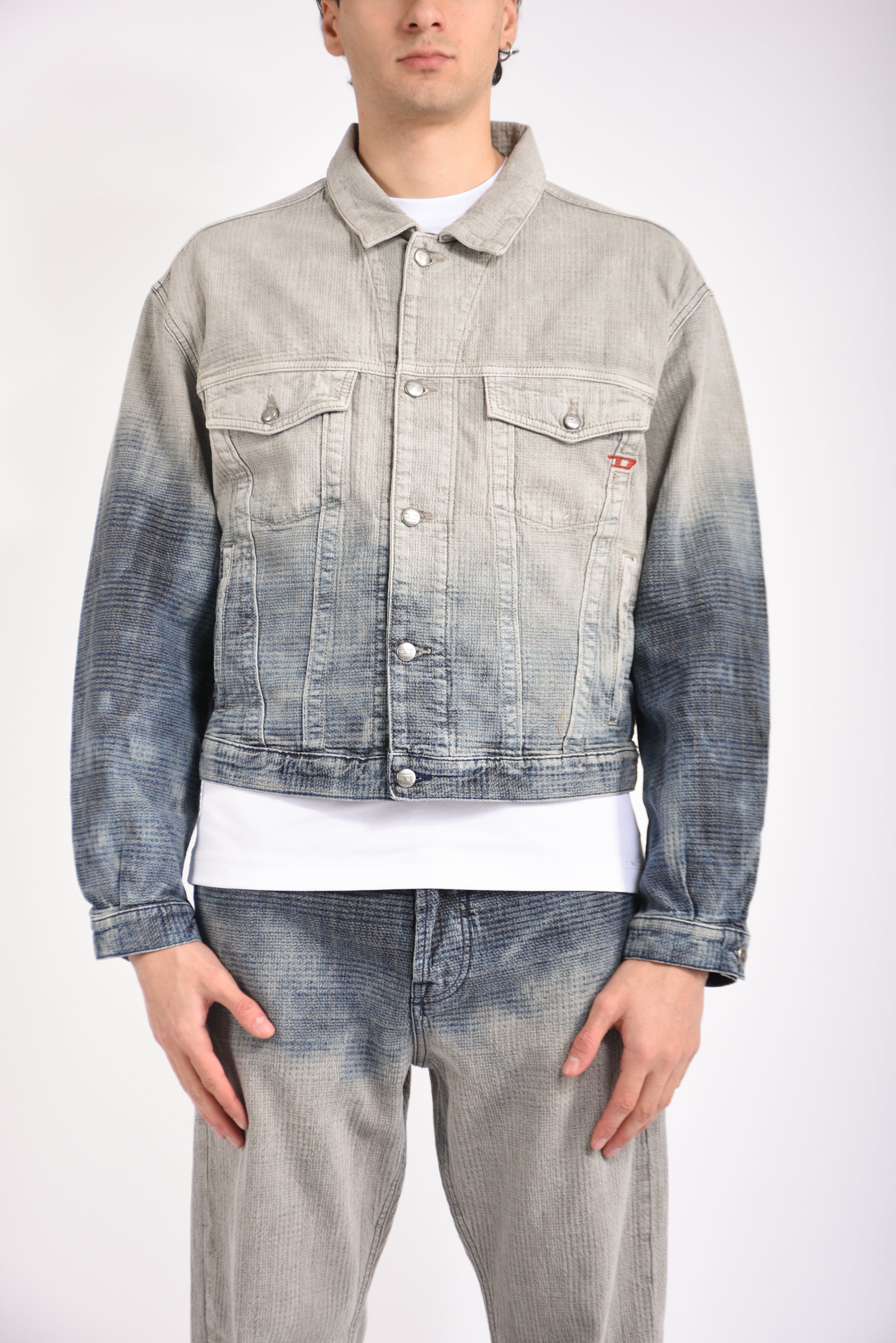 Giubbino in denim jacquard