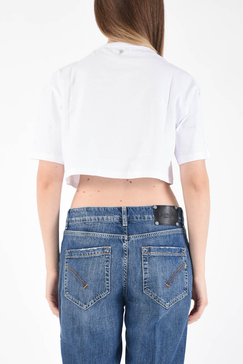 DONDUP t-shirt crop in cotone