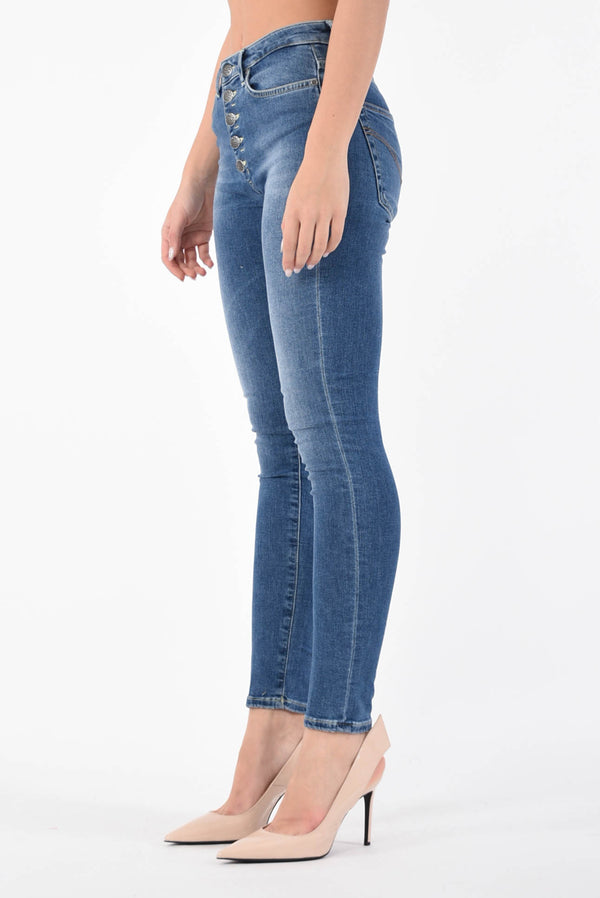 DONDUP jeans a vita alta modello iris gioiello