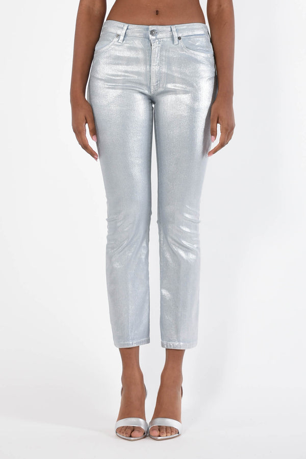 DONDUP jeans a vita alta modello mandy lamina