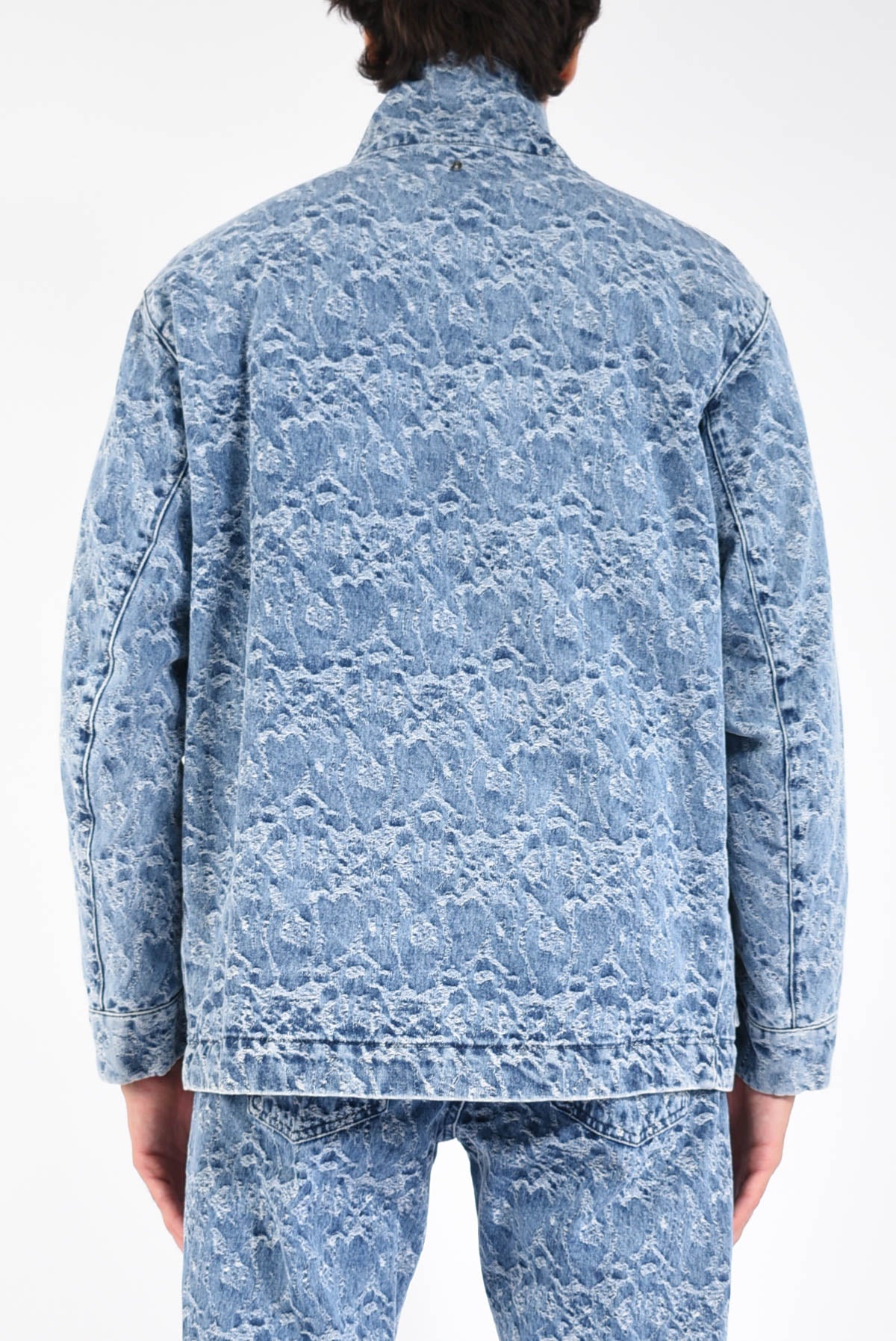 Parka loose in denim jaquard