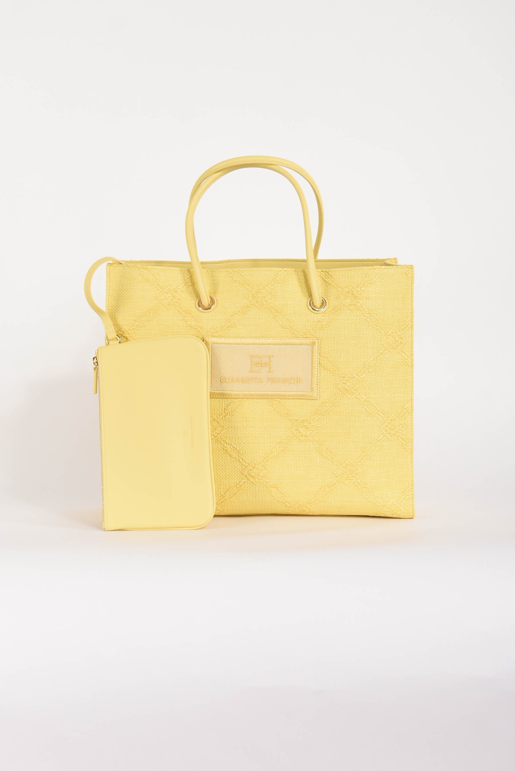 borsa shopper grande in rafia jacquard