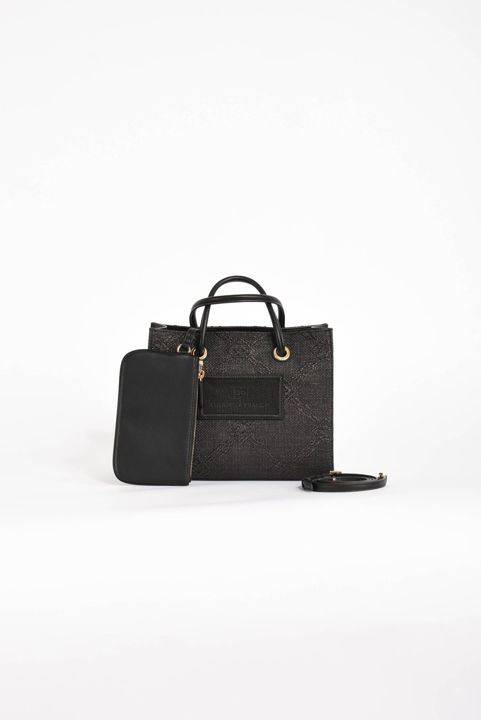 borsa a tracolla piccola in rafia jacquard
