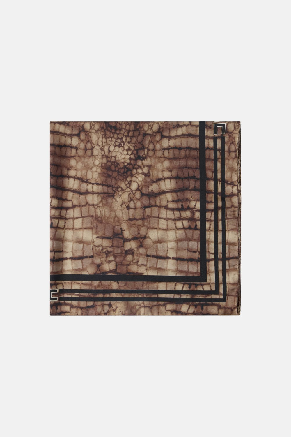 Foulard in twill di seta con stampa alligatore