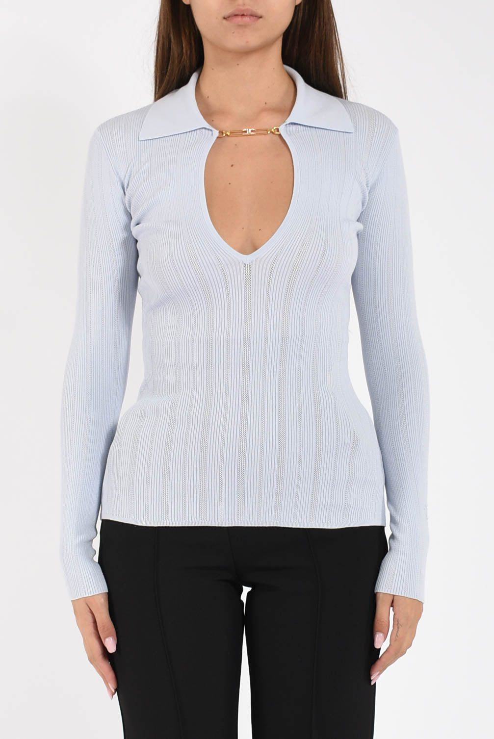 maglia a costine con dettagli