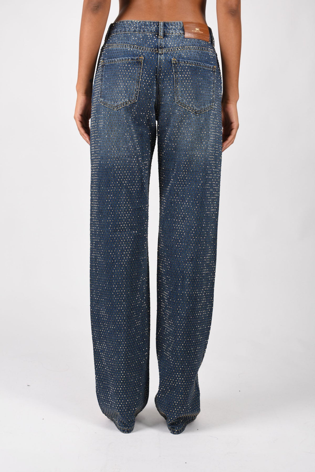 Jeans a palazzo con strass PJ24D66E2