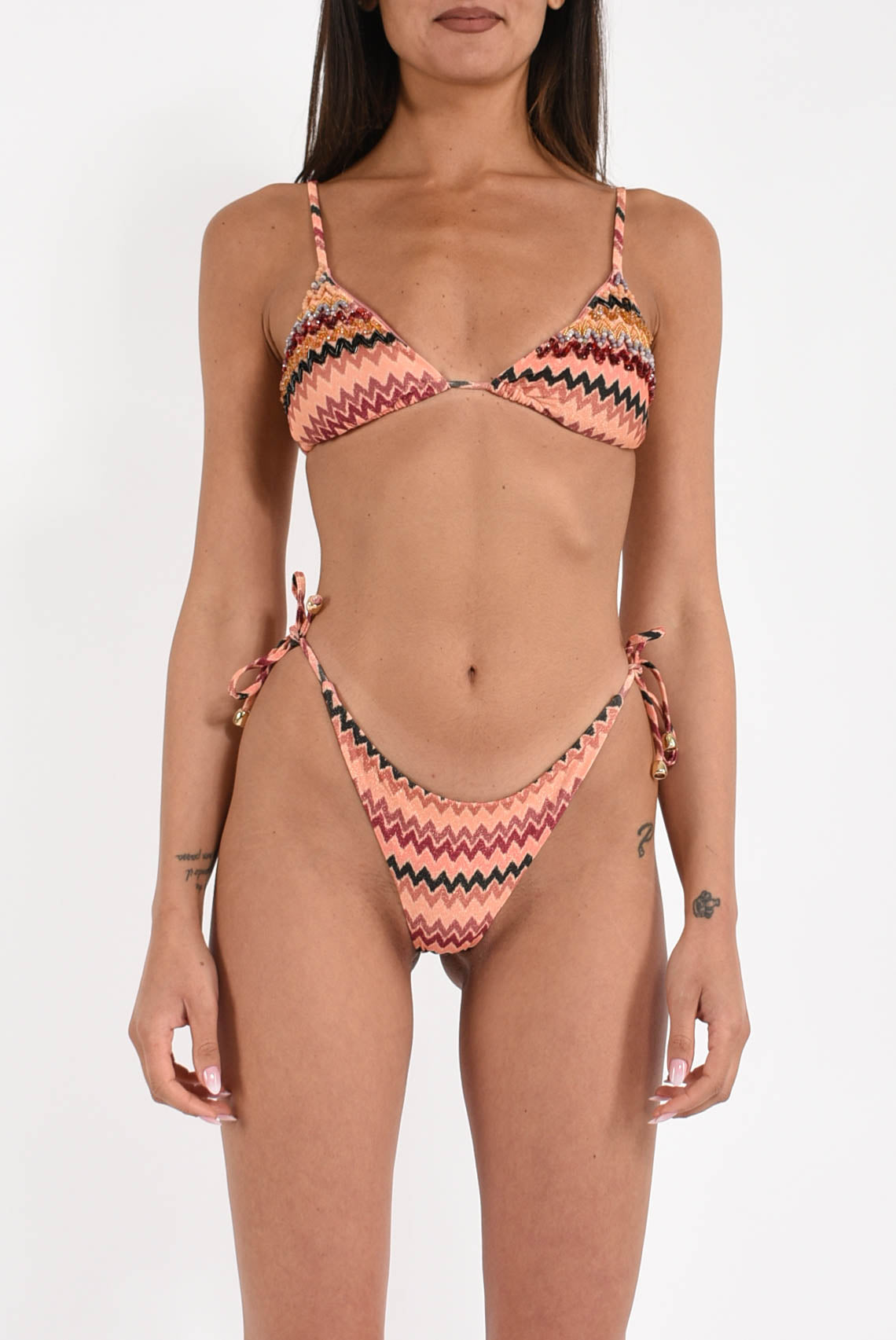 bikini a triangolo con slip laccetti