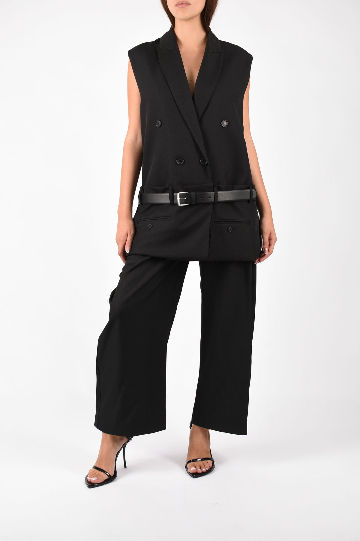 GILET LUNGO CON CINTURA