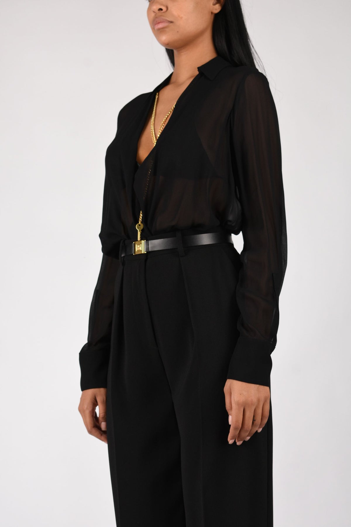 Giacca in crêpe leggero con lacci GI27366E2
