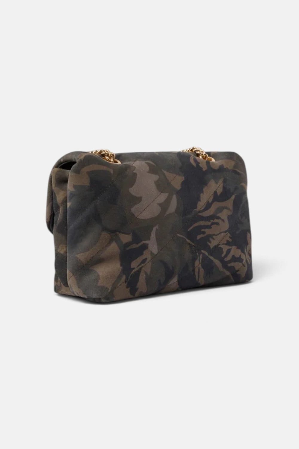 Borsa a tracolla Mini Love Bag Puff in suede con stampa camouflage 100039A3LR