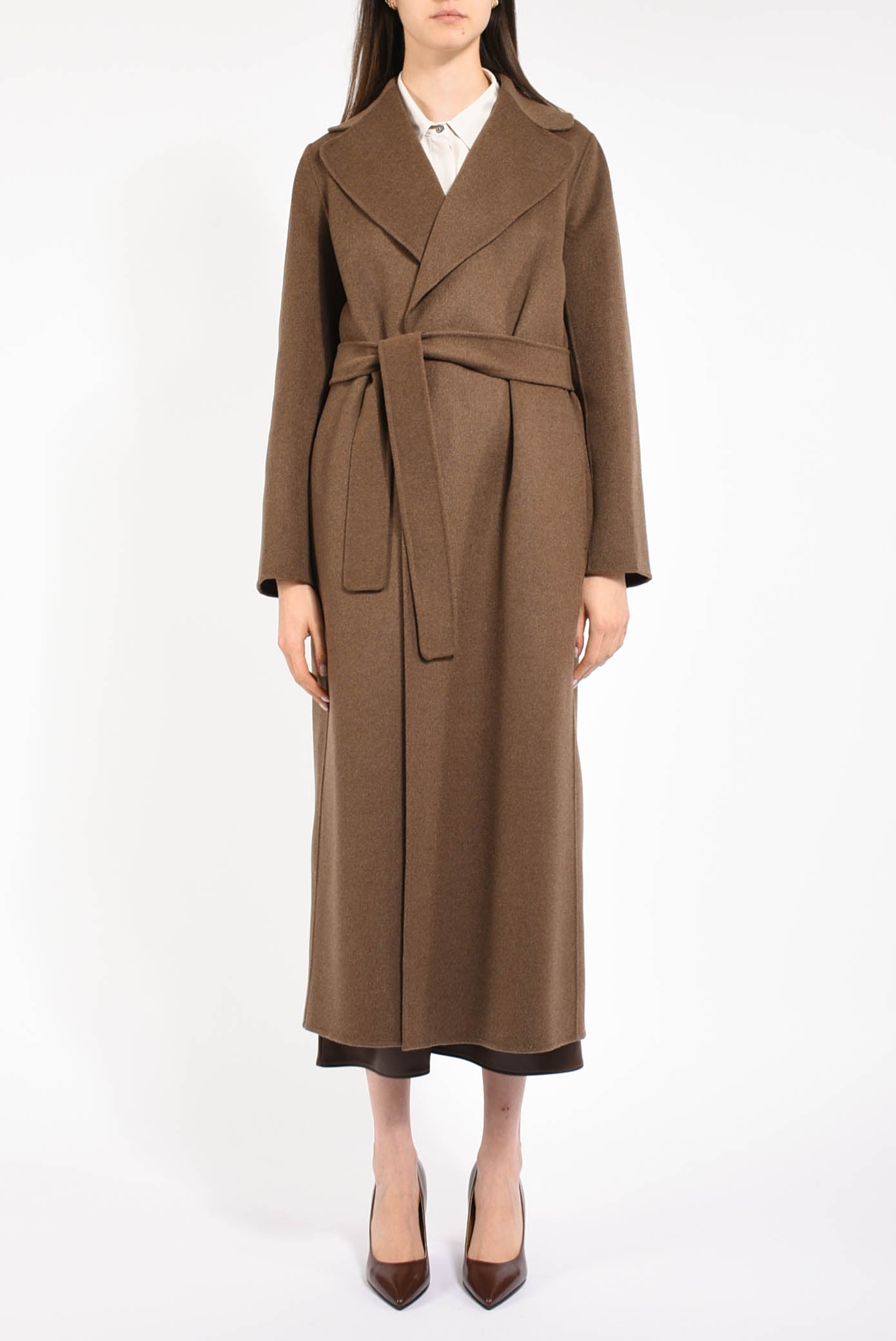 cappotto a vestaglia in lana modello poldo