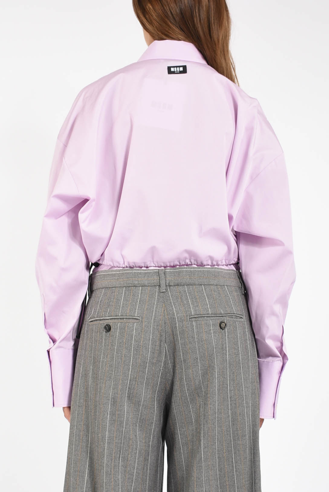 camicia cropped in cotone