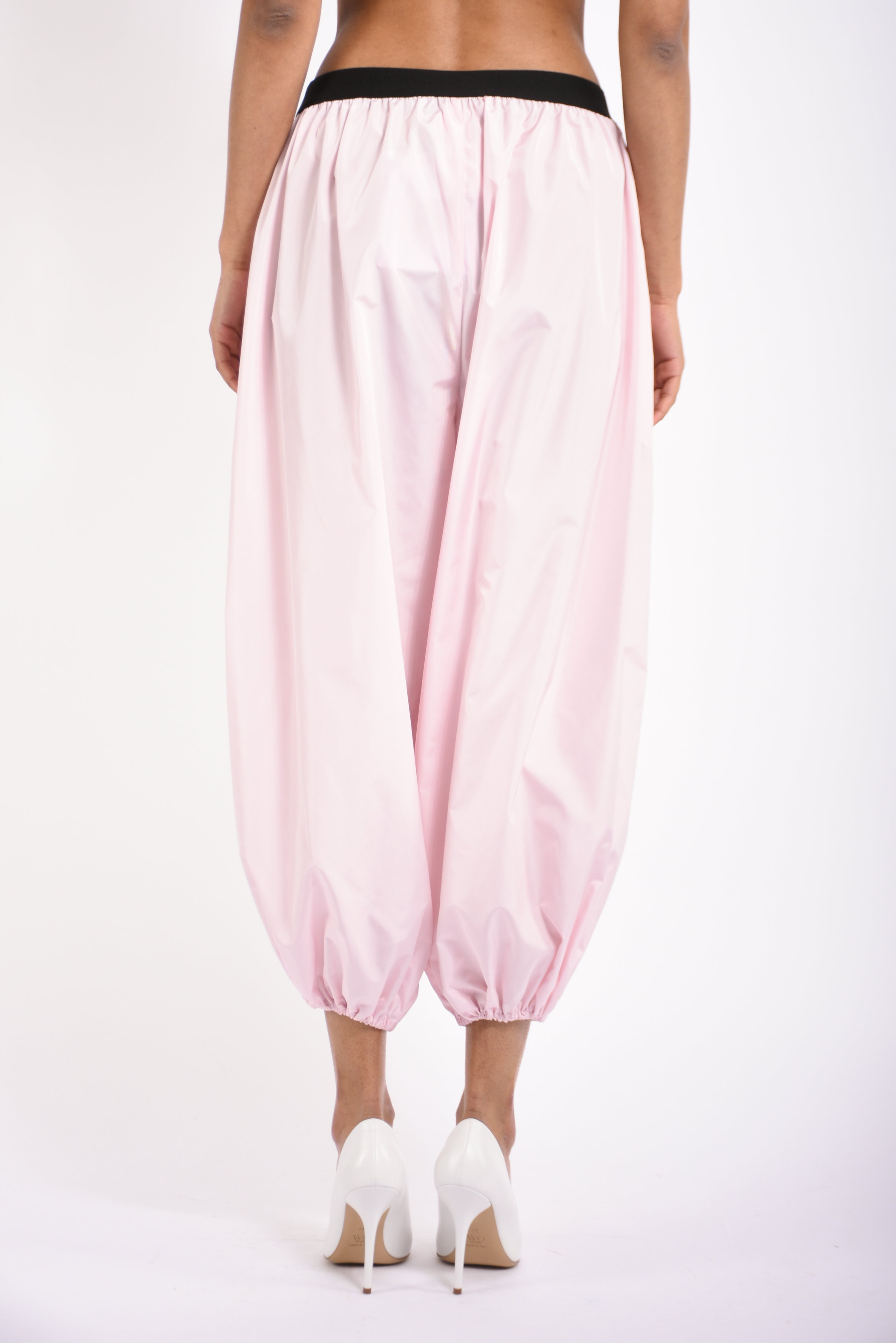 pantaloni in taffetà con logato in vita