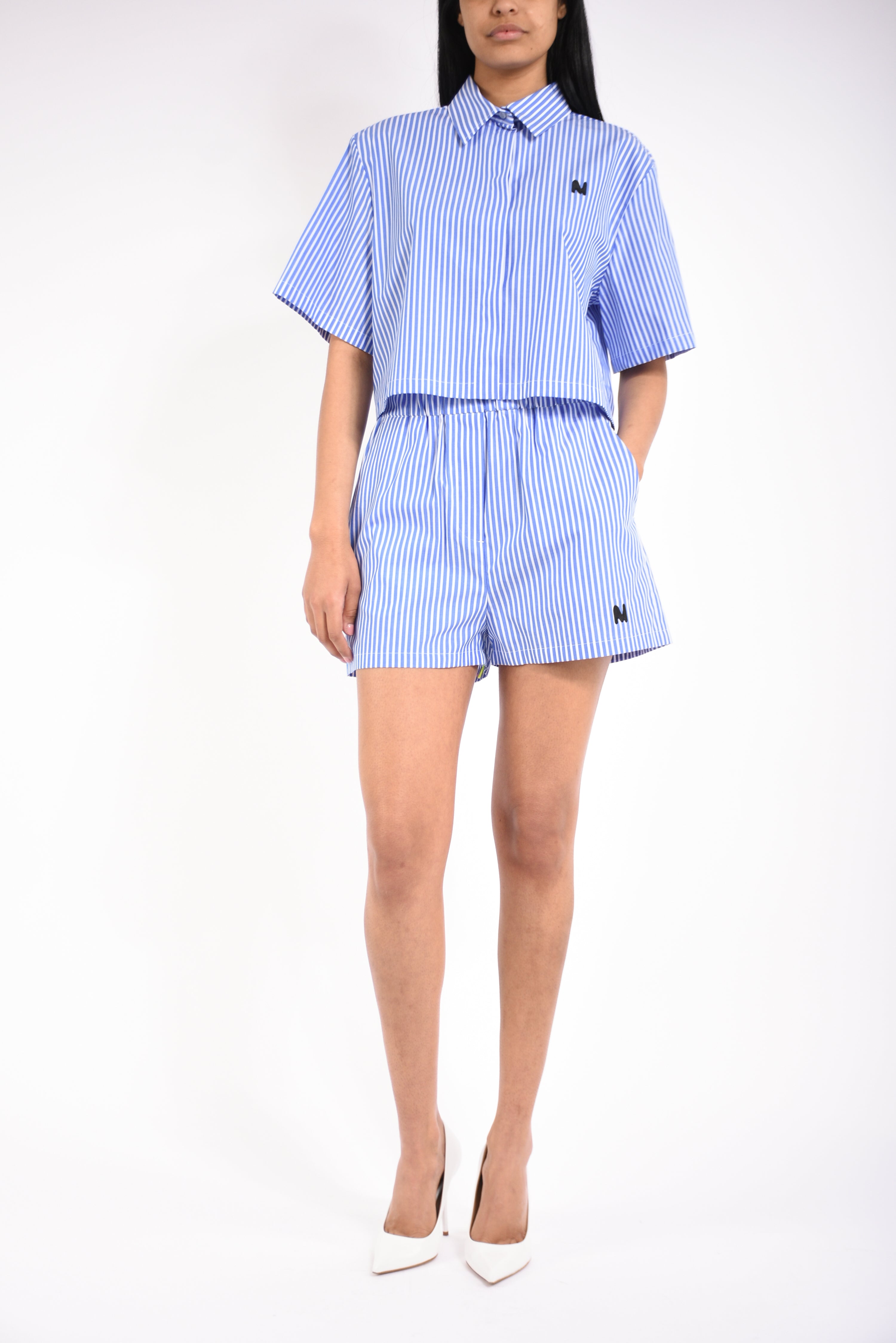 shorts in popeline rigato