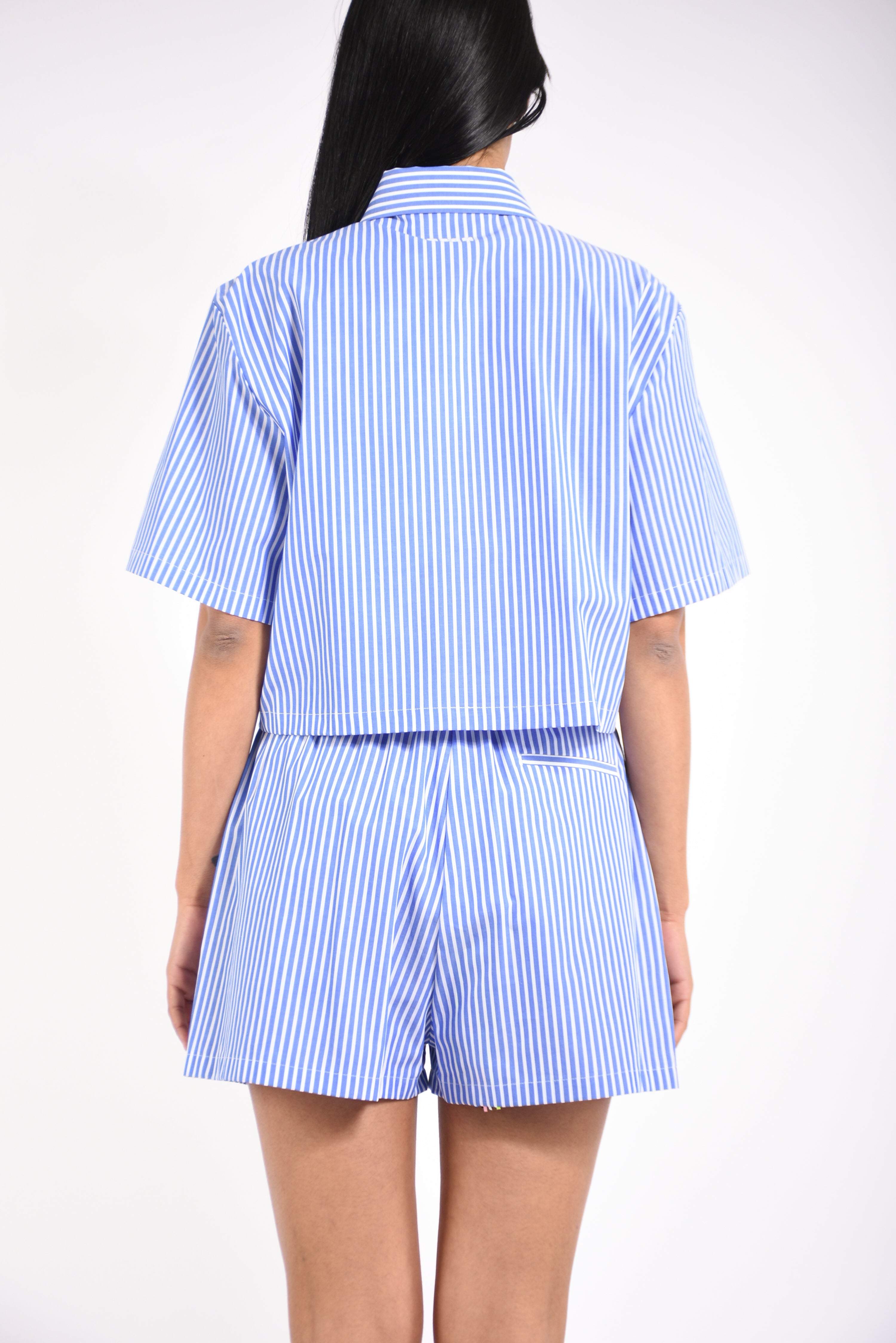 camicia crop in popeline a righe