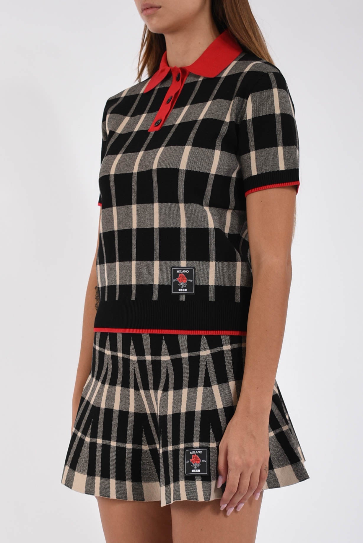 polo  in techno piquet con motivo check