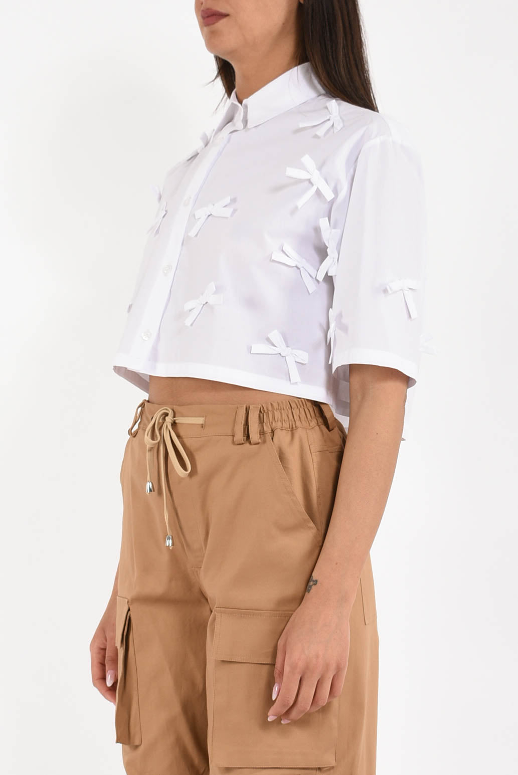 camicia cropped  in cotone
