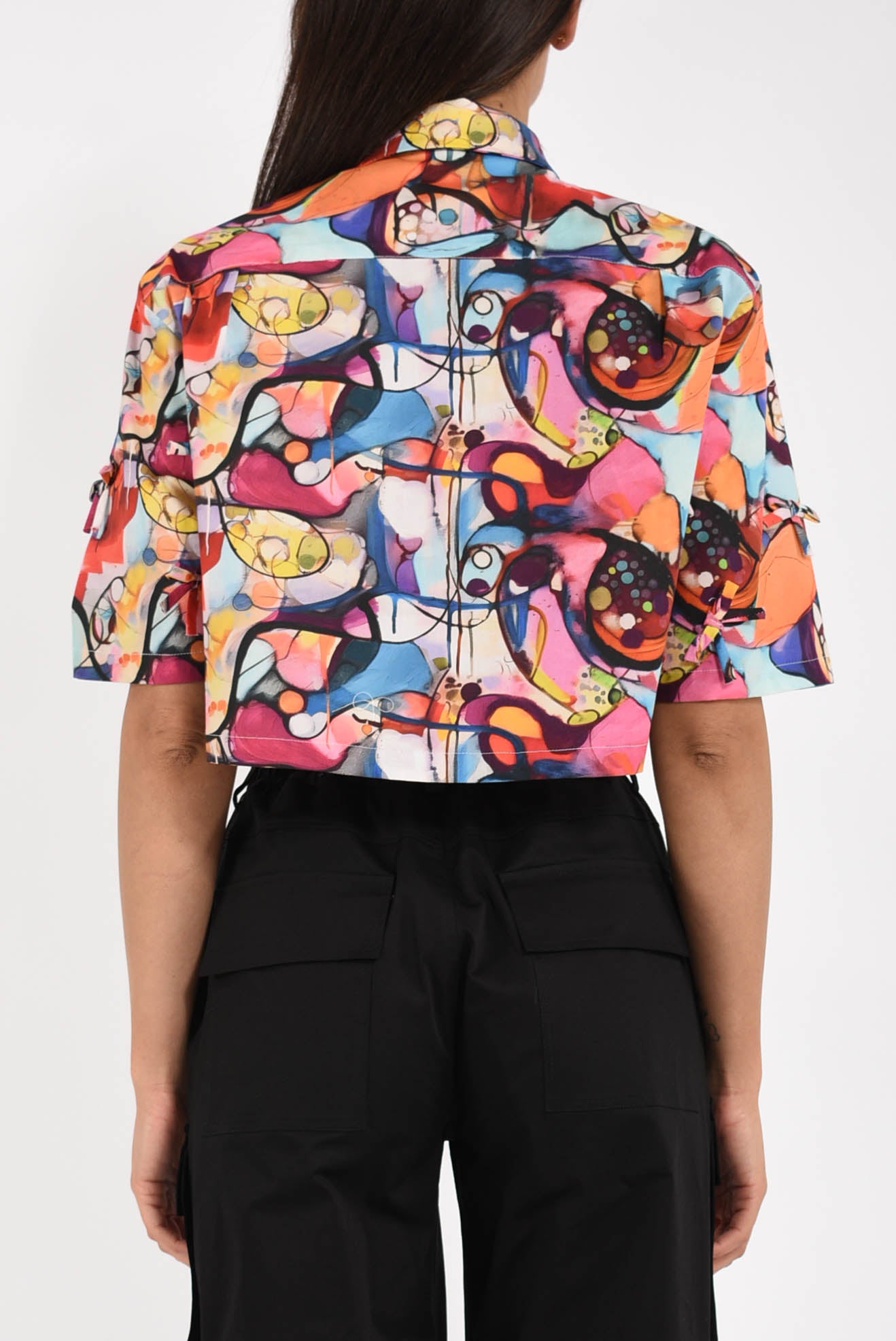 camicia cropped in cotone