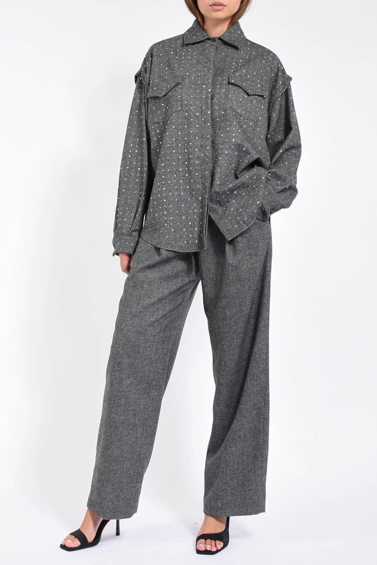 overshirt In Panno Con Borchie