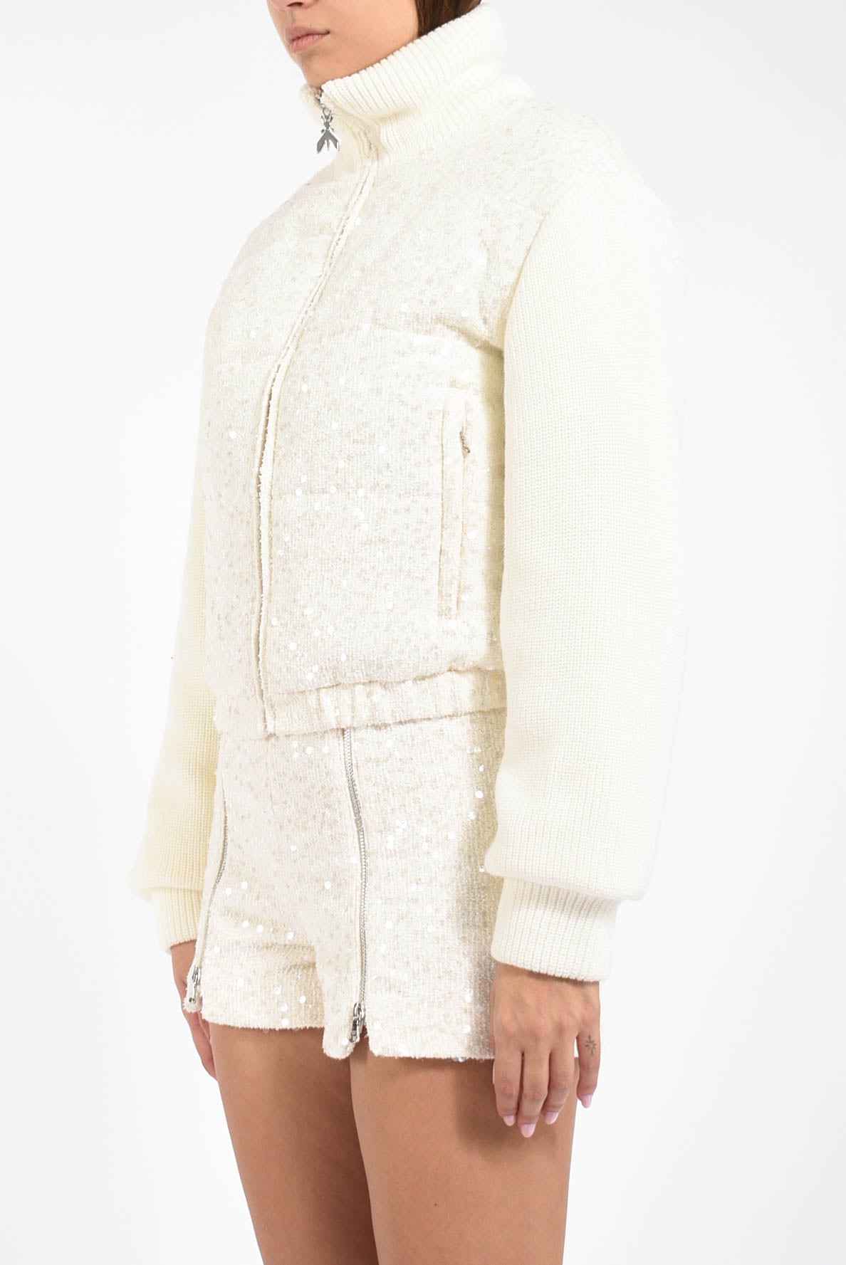 bomber in lana con paillettes
