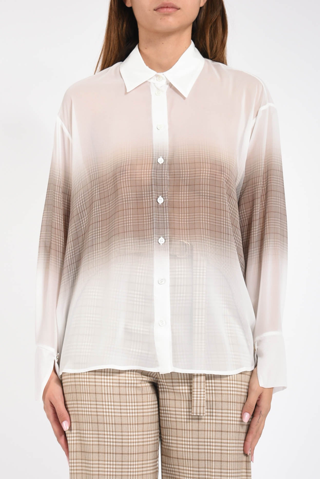 camicia in chiffon con stampa