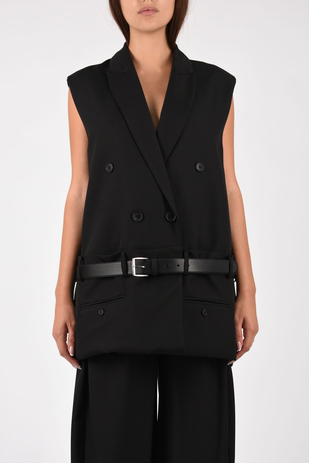 GILET LUNGO CON CINTURA
