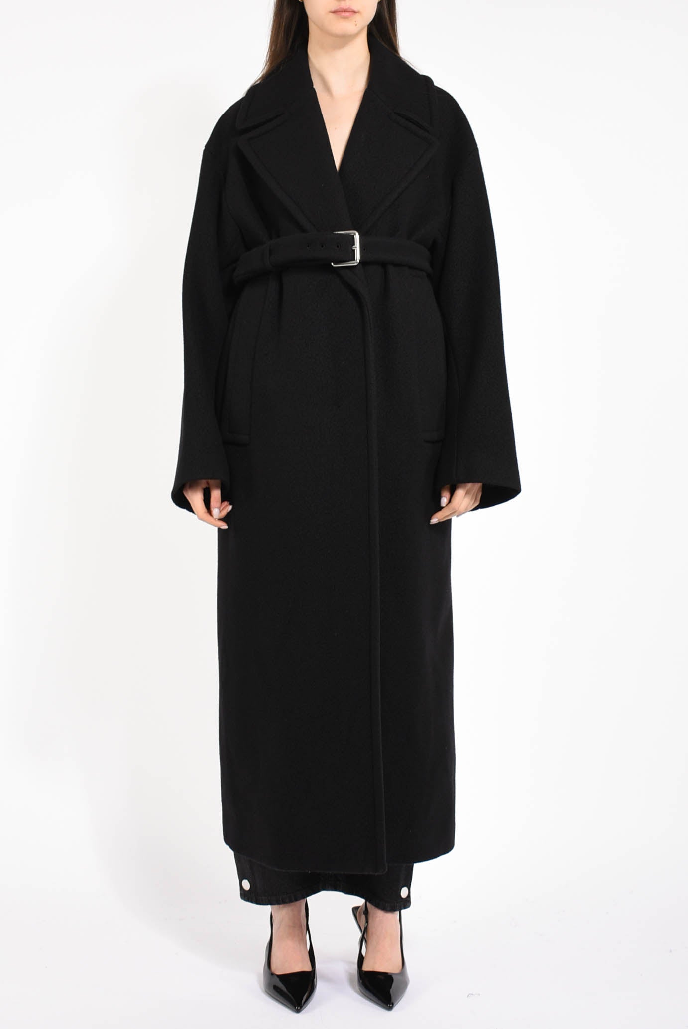 cappotto oversize in lana modello zebra