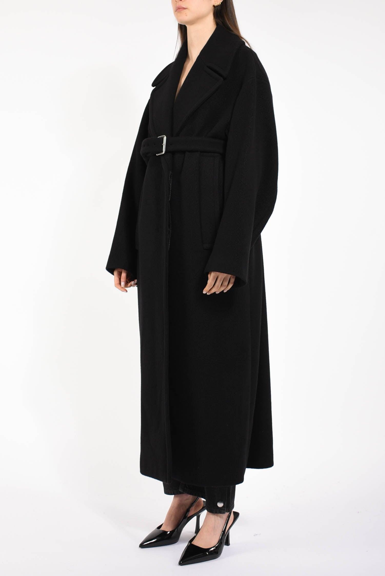 cappotto oversize in lana modello zebra