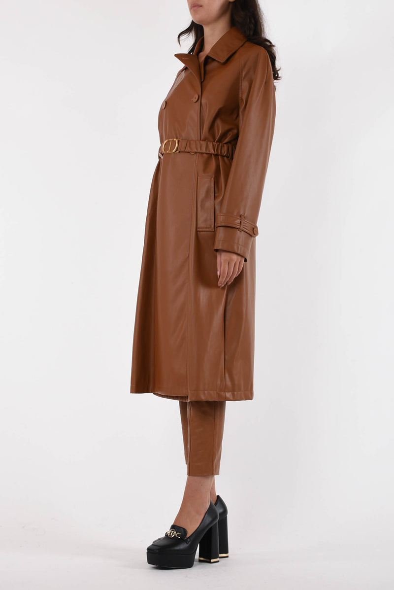 TWIN SET trench in ecopelle