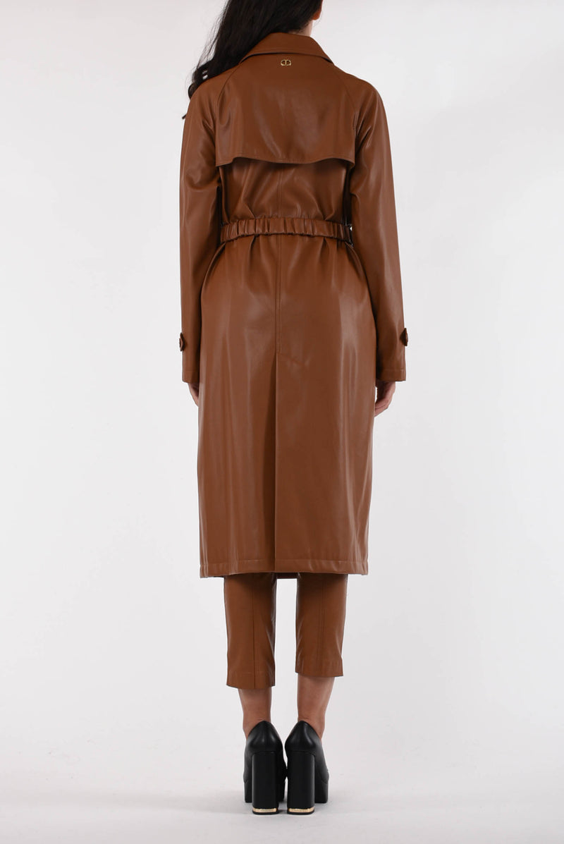 TWIN SET trench in ecopelle