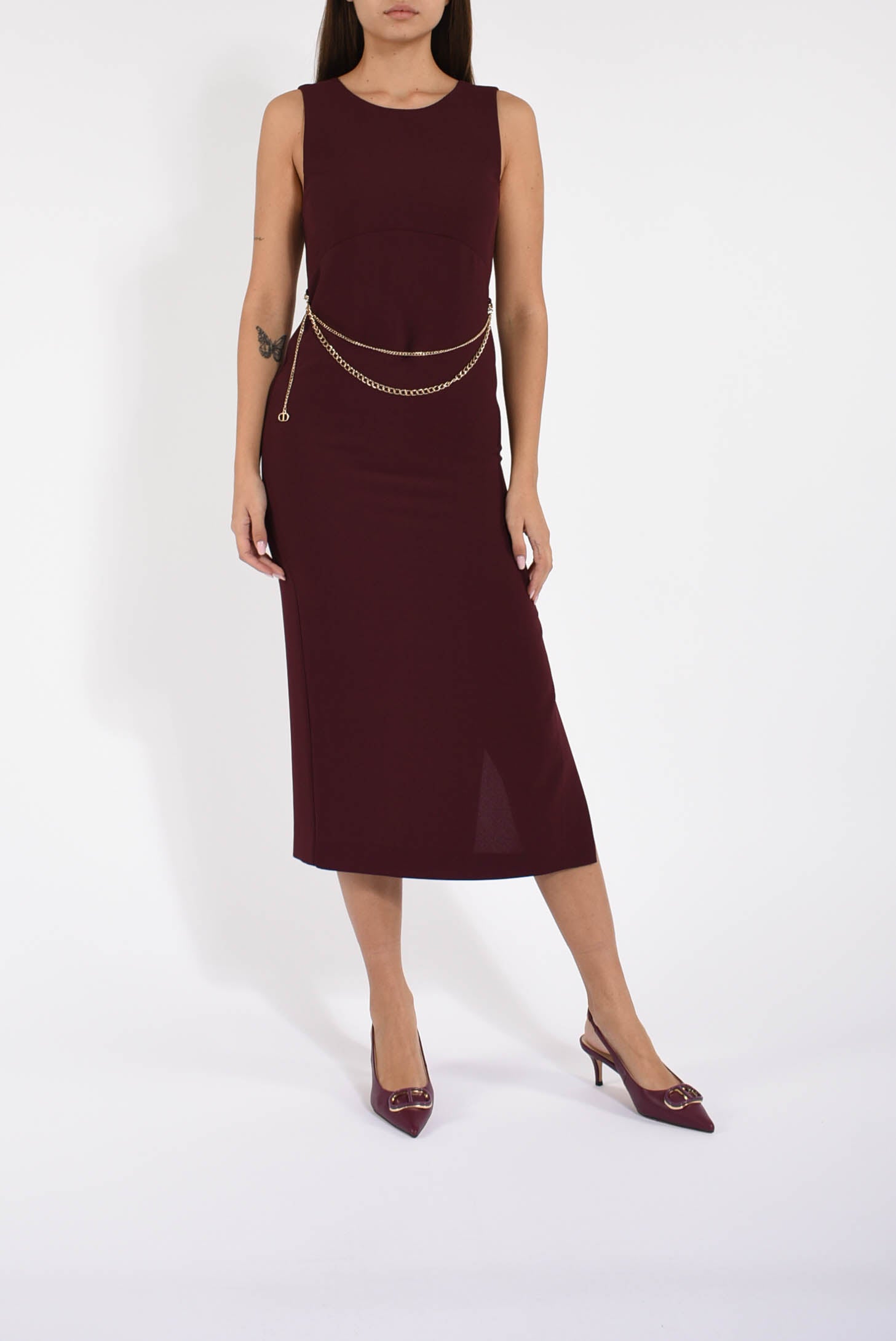 abito lungo in crépe