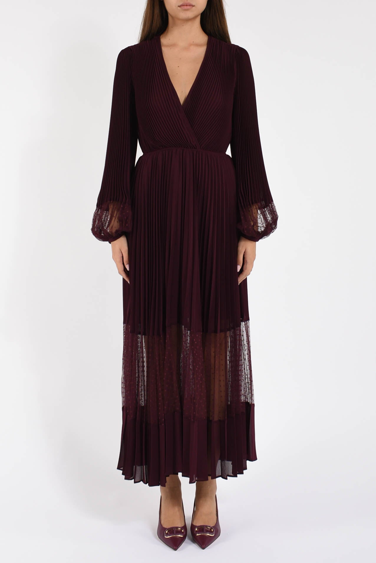 Abito lungo in georgette e tulle