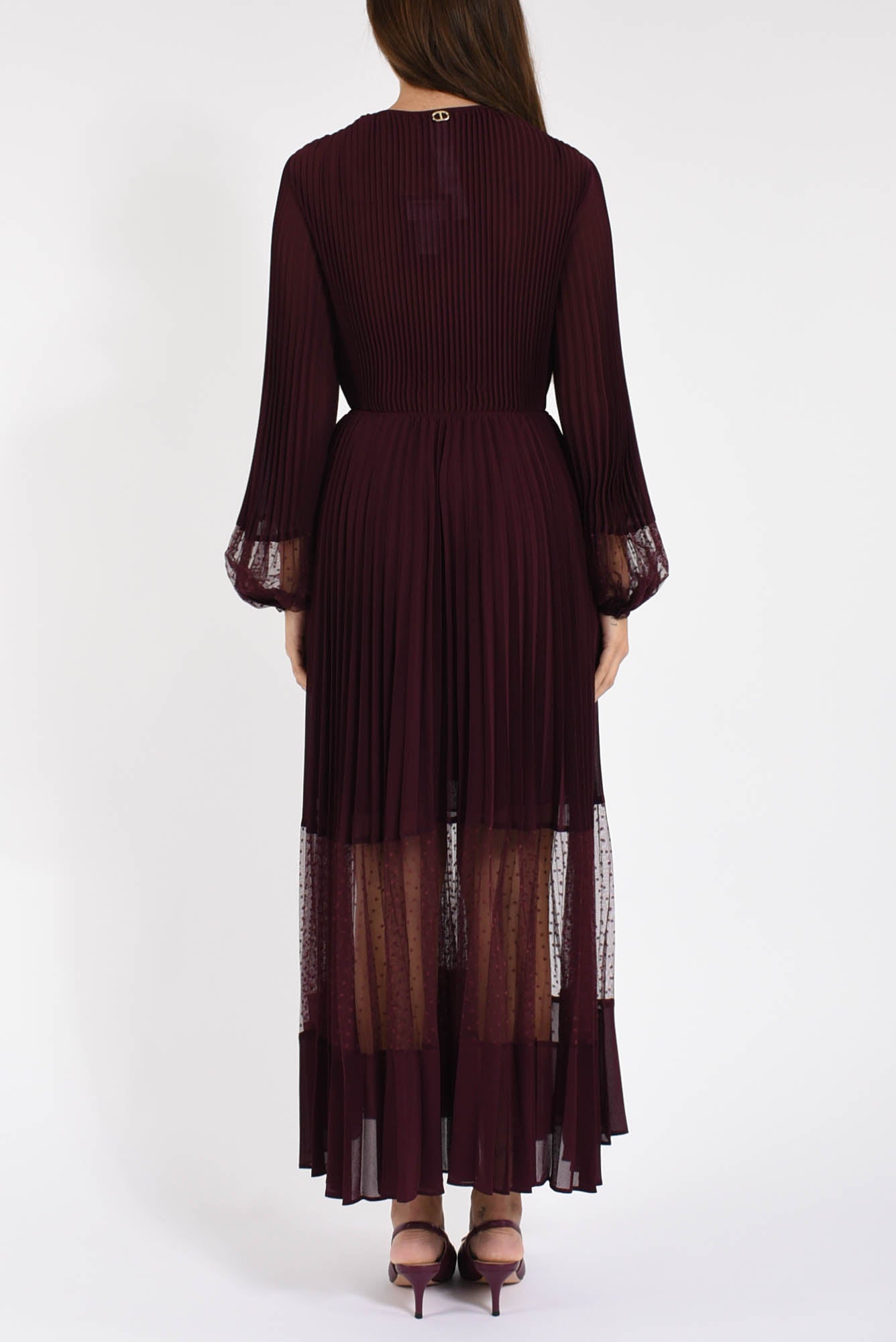 Abito lungo in georgette e tulle