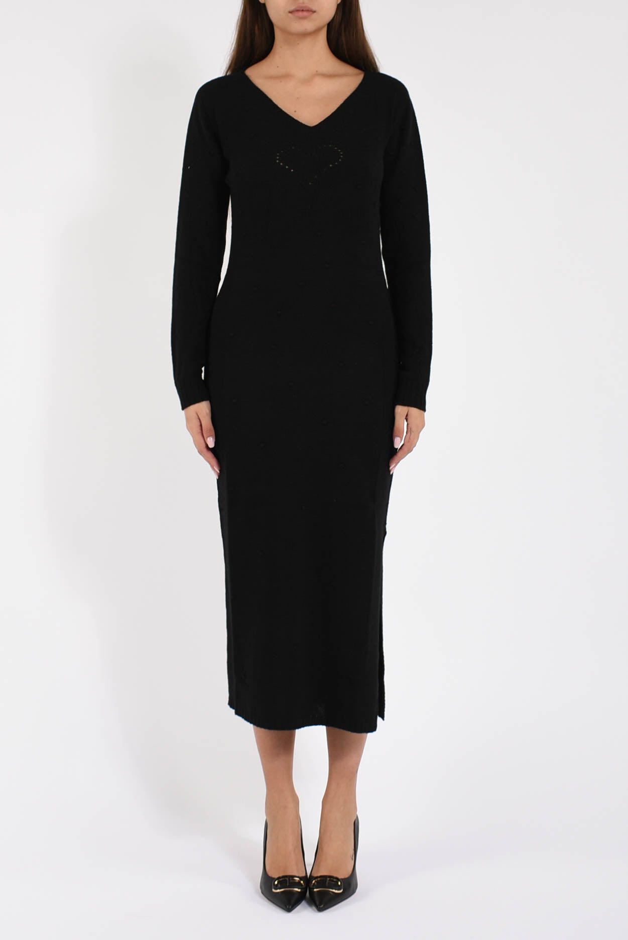 Abito lungo in filato di lana