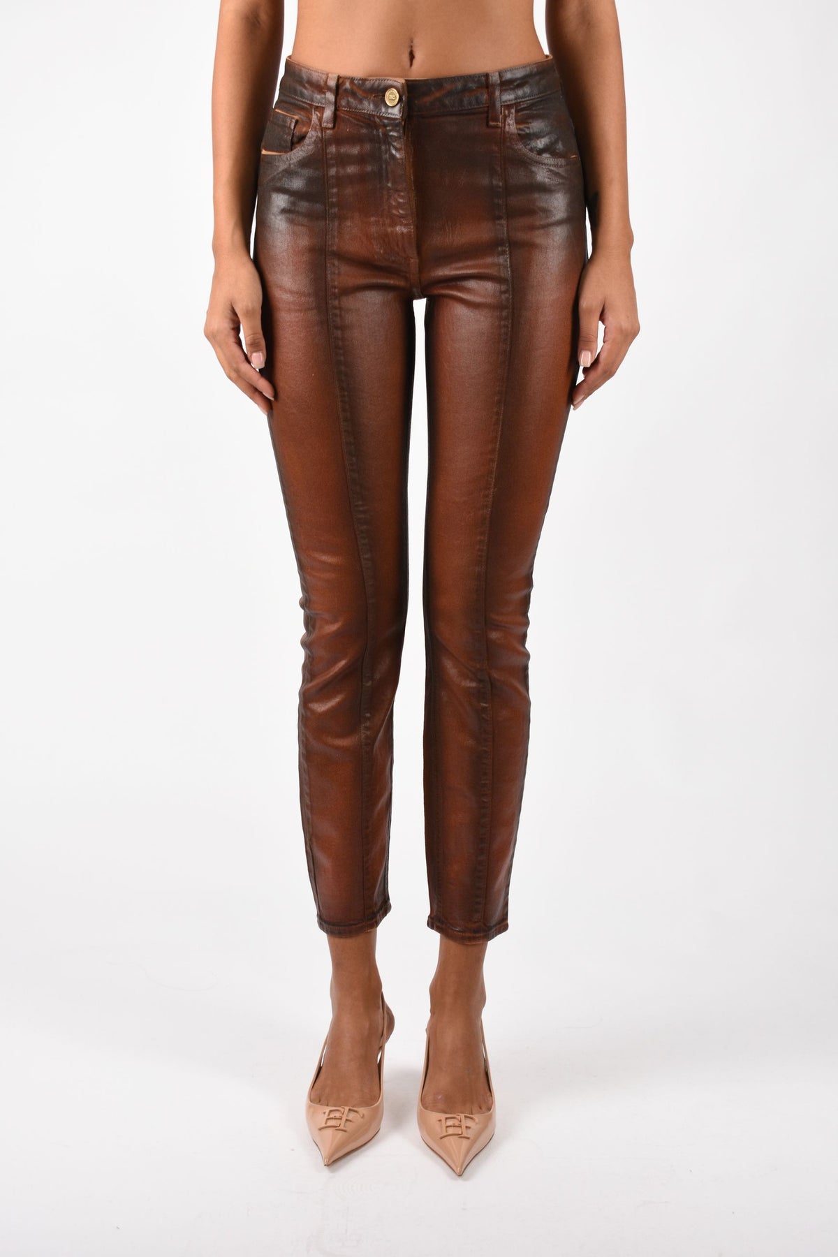 Jeans a sigaretta effetto laminato PJ21I66E2