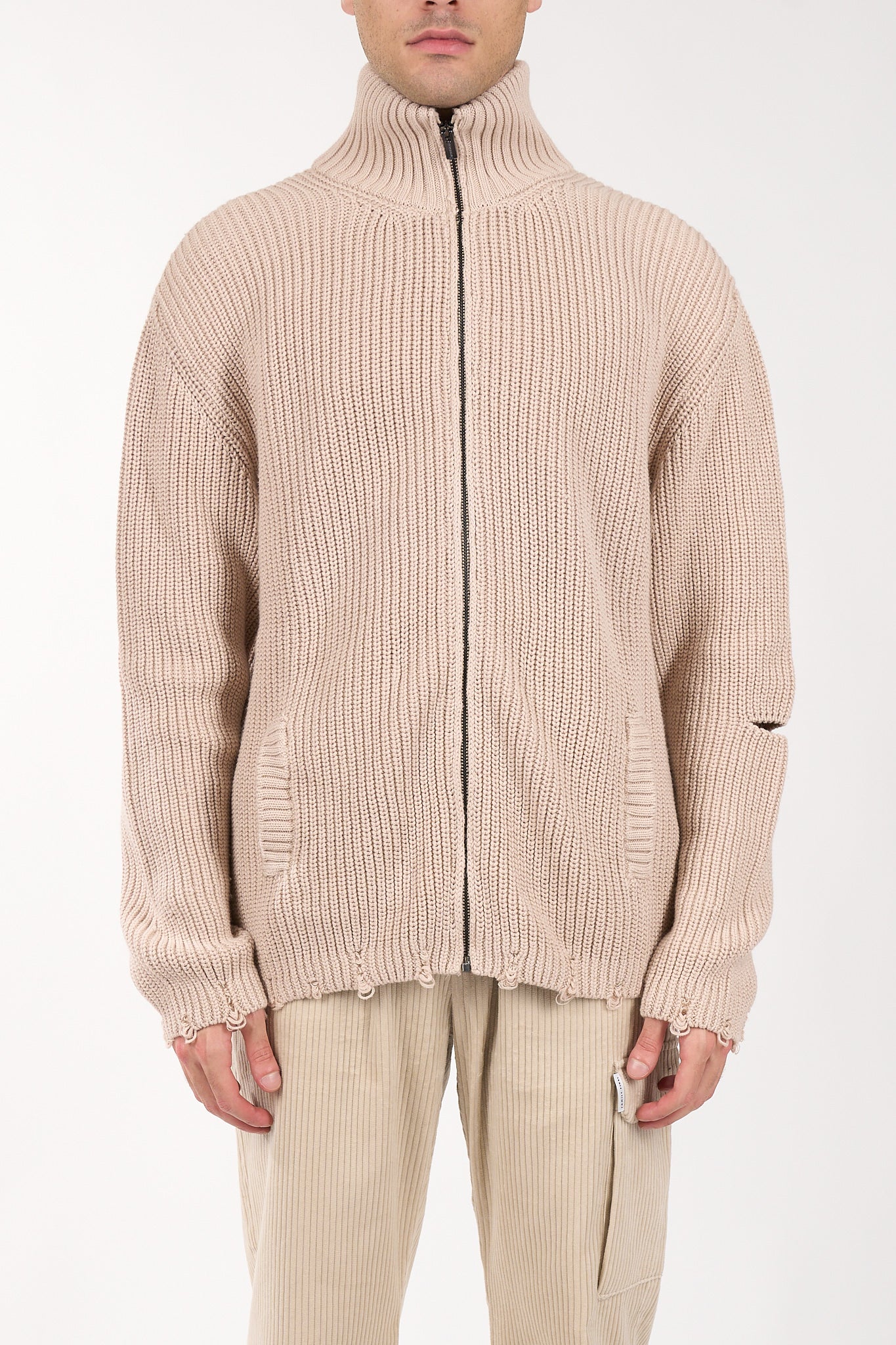 Cardigan con rotture in cotone