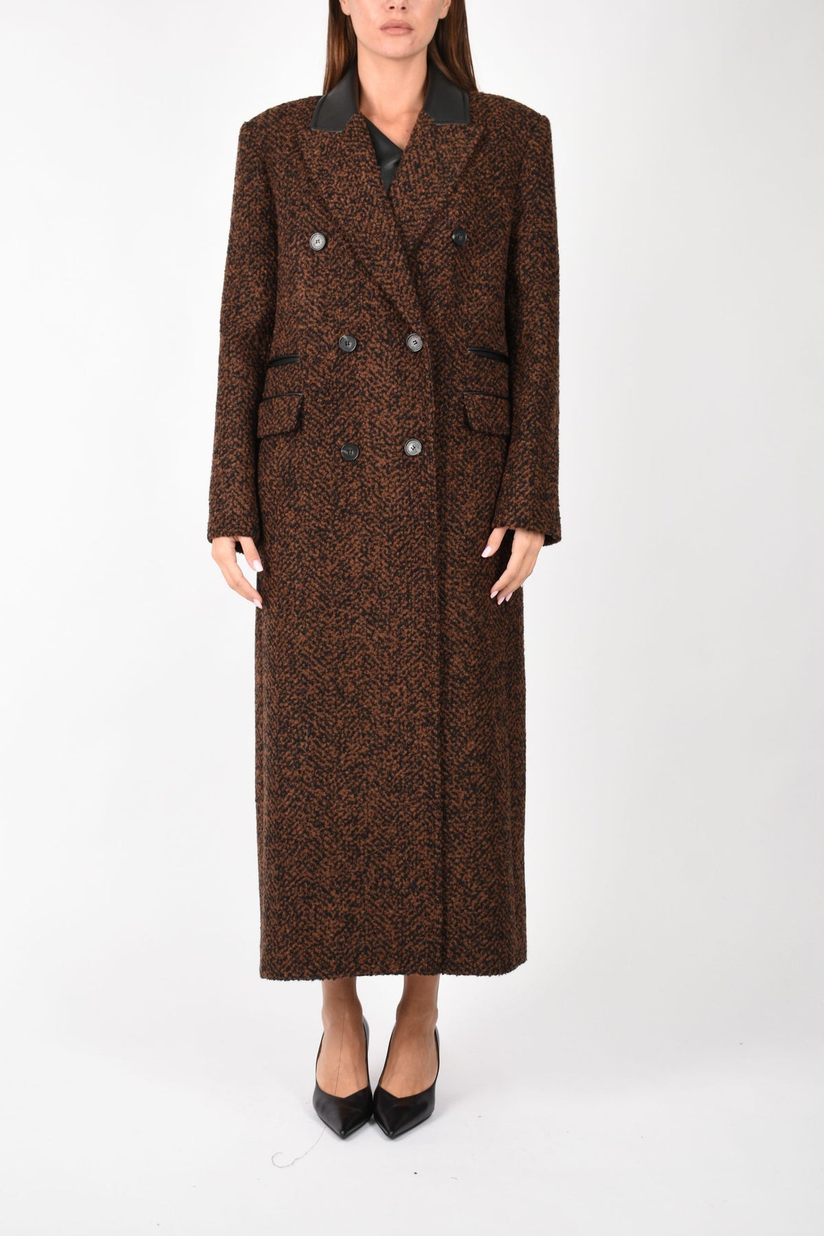 Cappotto lungo in bouclé misto lana 2O0015C0258