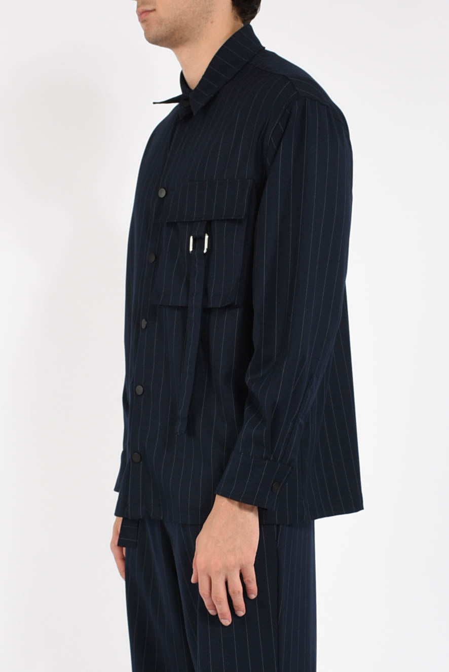 Overshirt gessata in misto lana