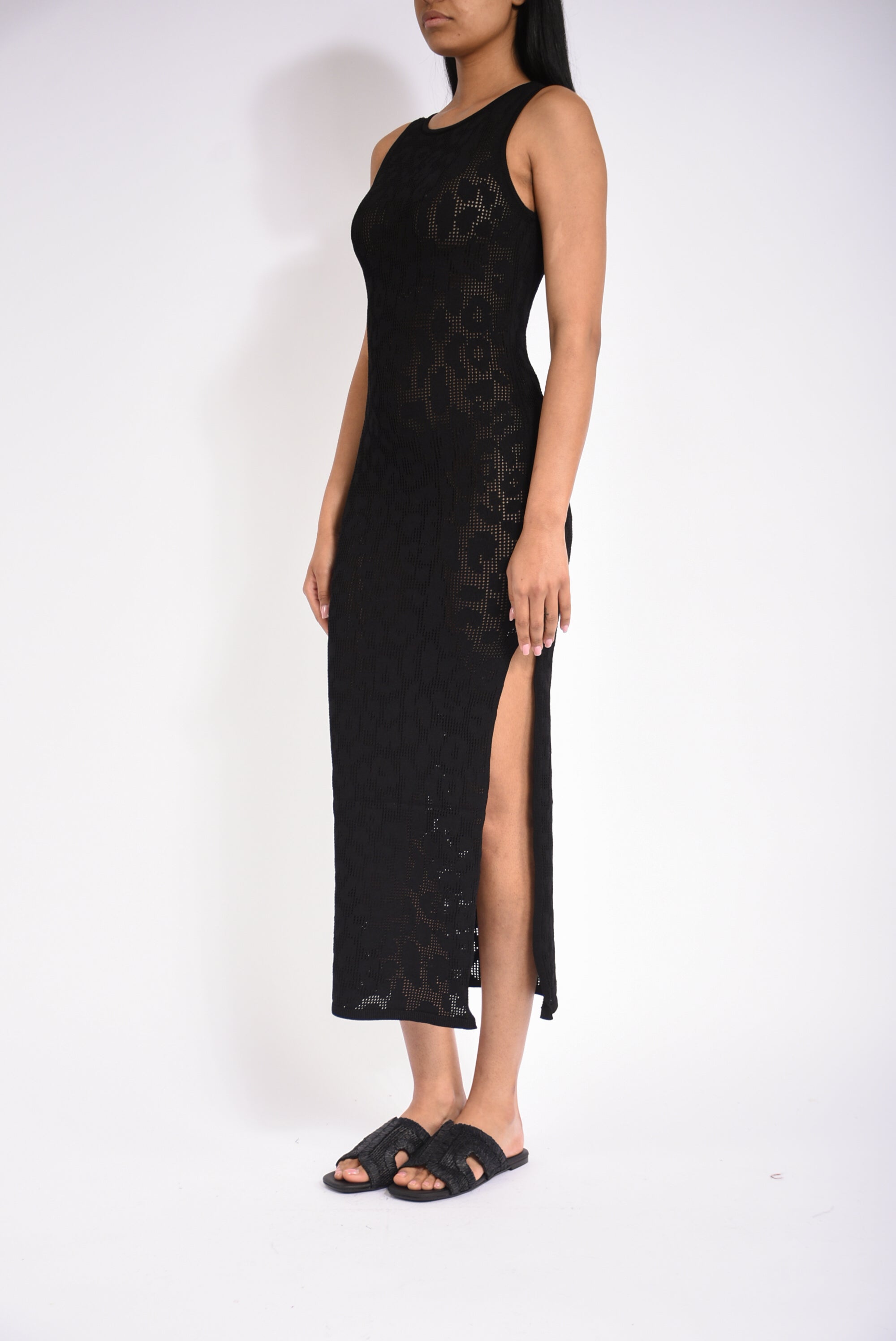 abito lungo leopard lace