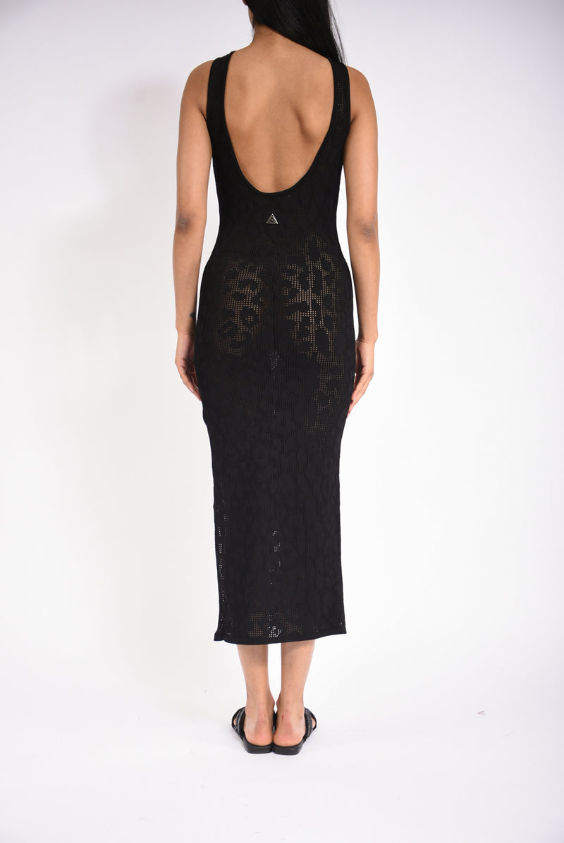 abito lungo leopard lace