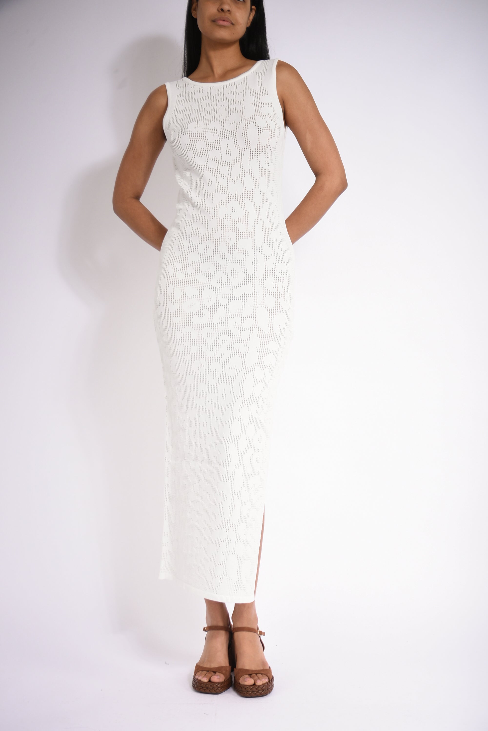 abito lungo leopard lace