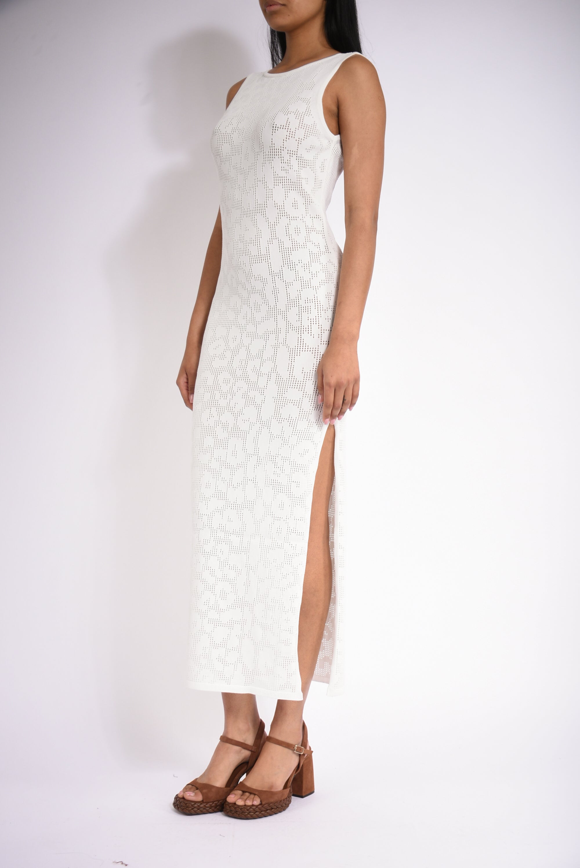 abito lungo leopard lace