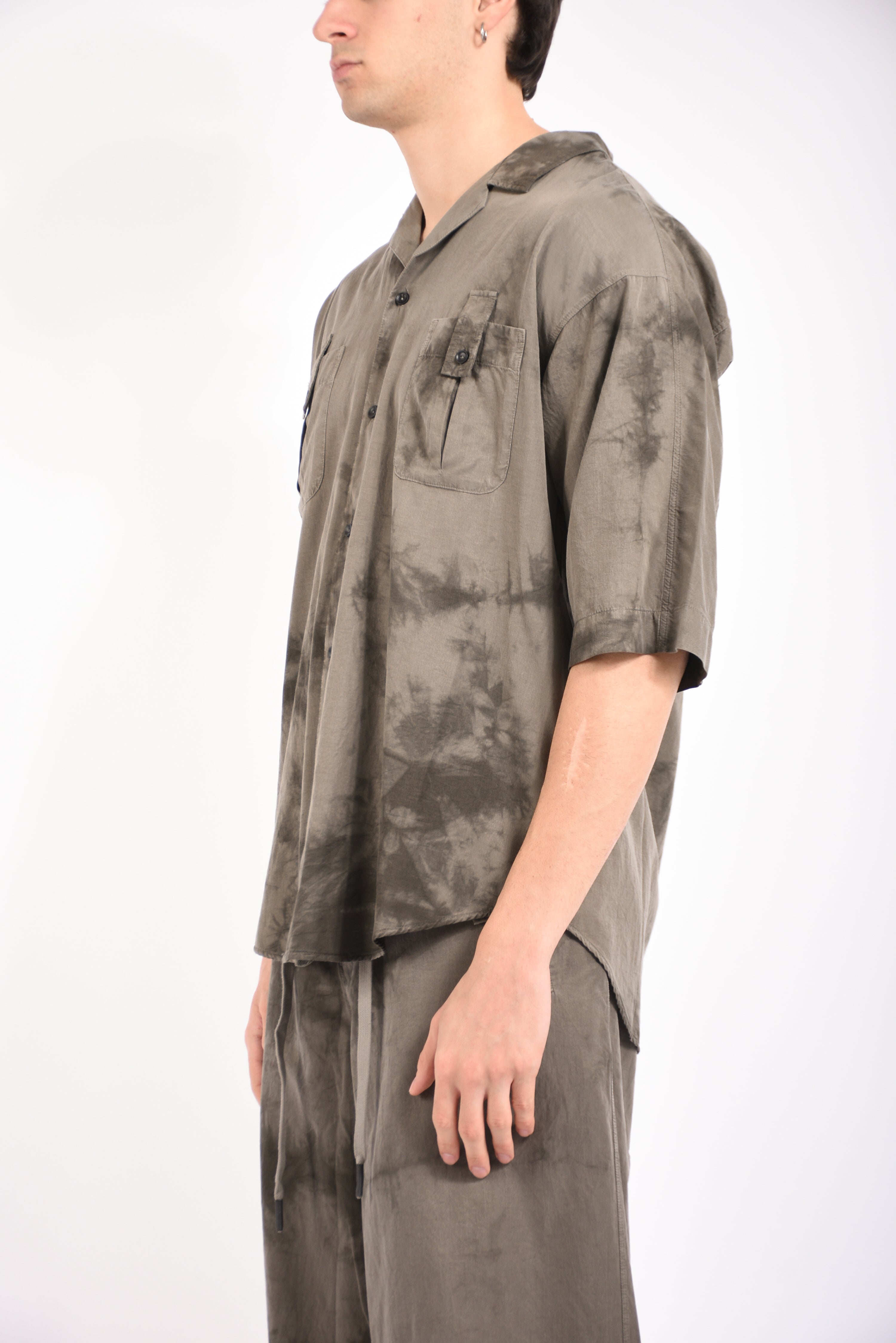 Camicia in cupro tye dyed