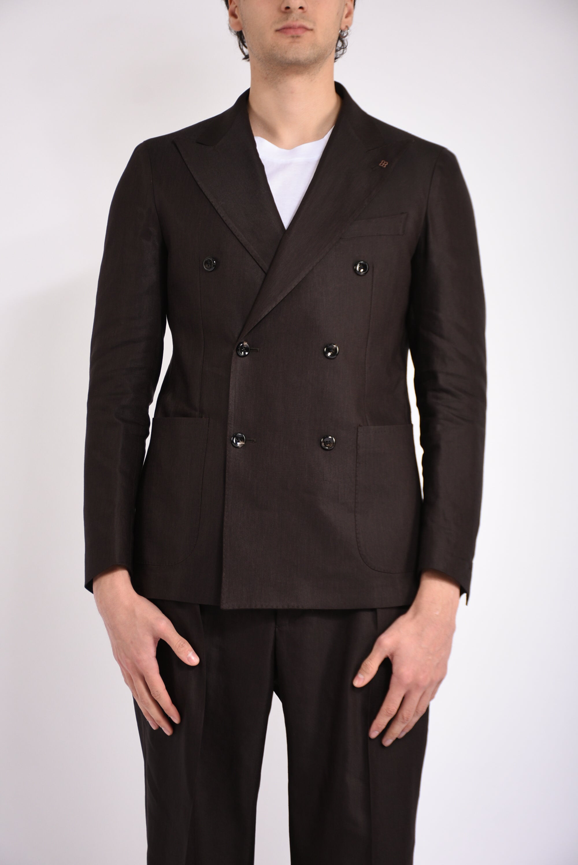 Giacca doppiopetto in misto lino