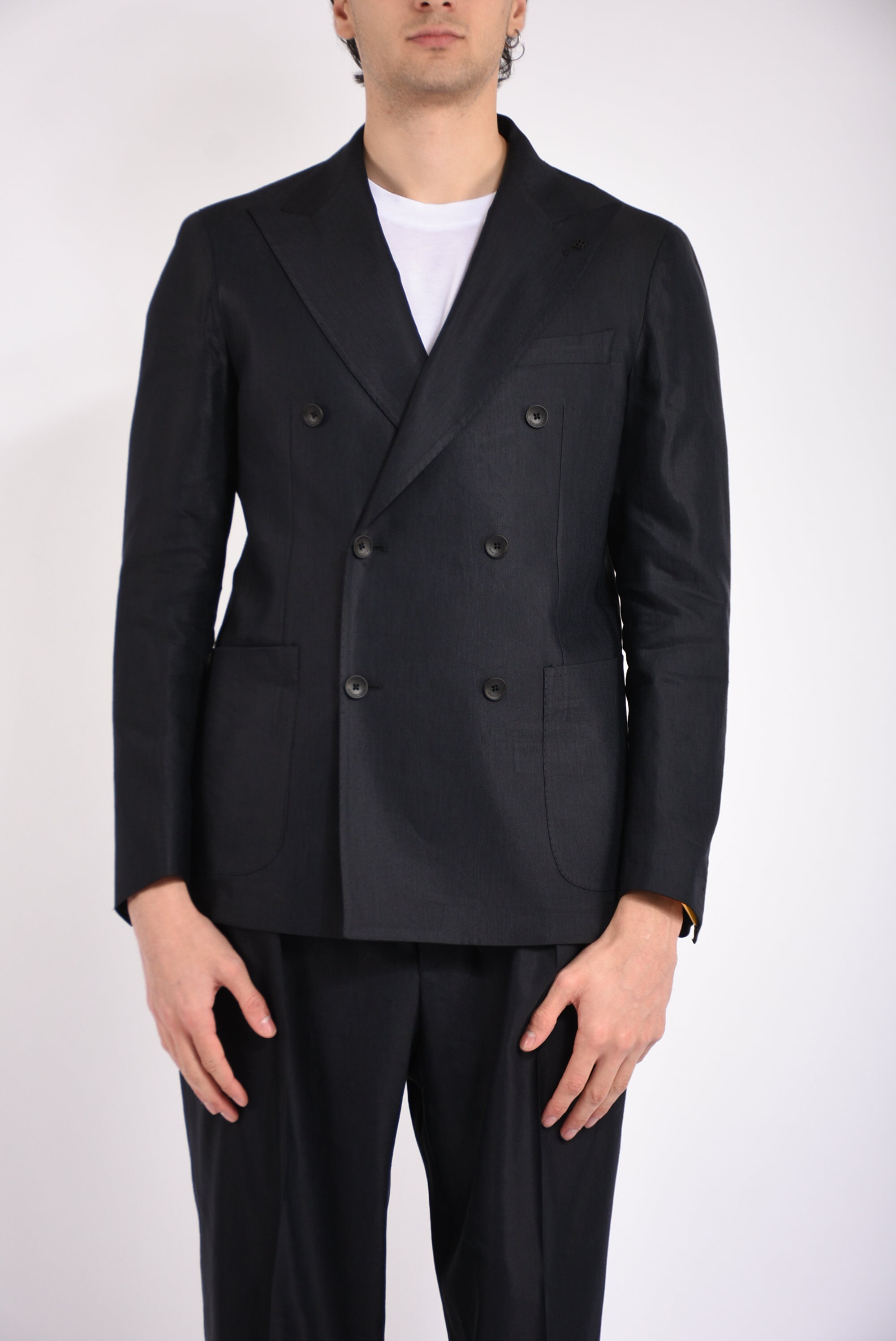 Giacca doppiopetto in misto lino