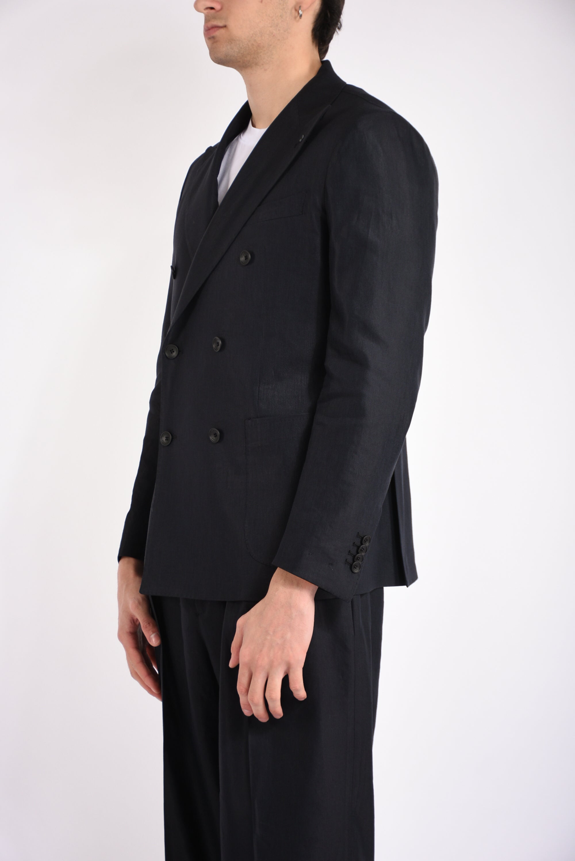 Giacca doppiopetto in misto lino